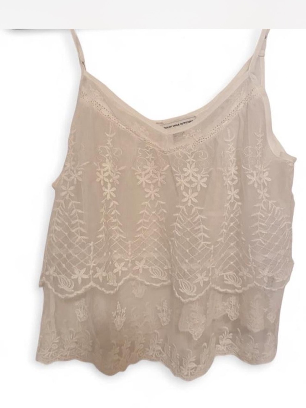 American Eagle Outfitters Cream Lace-Embroidered Camisole